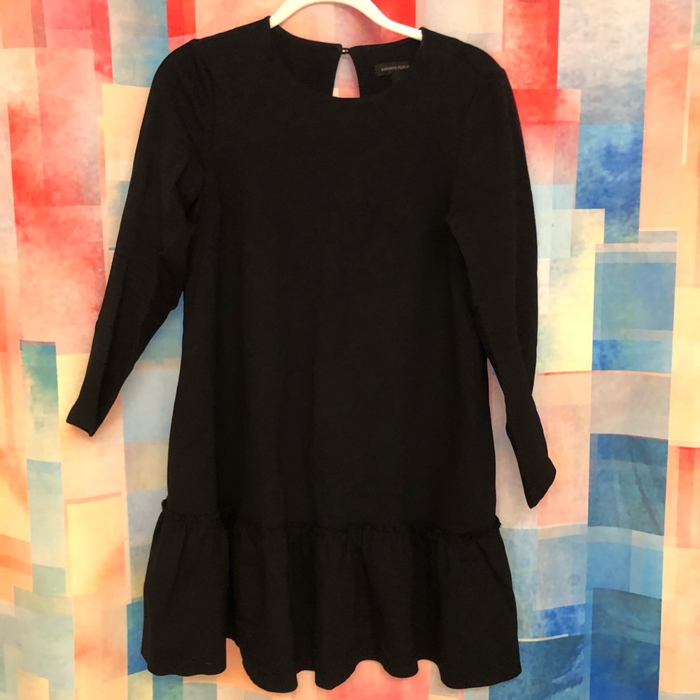 Black 3/4 sleeve dress with ruffle hem